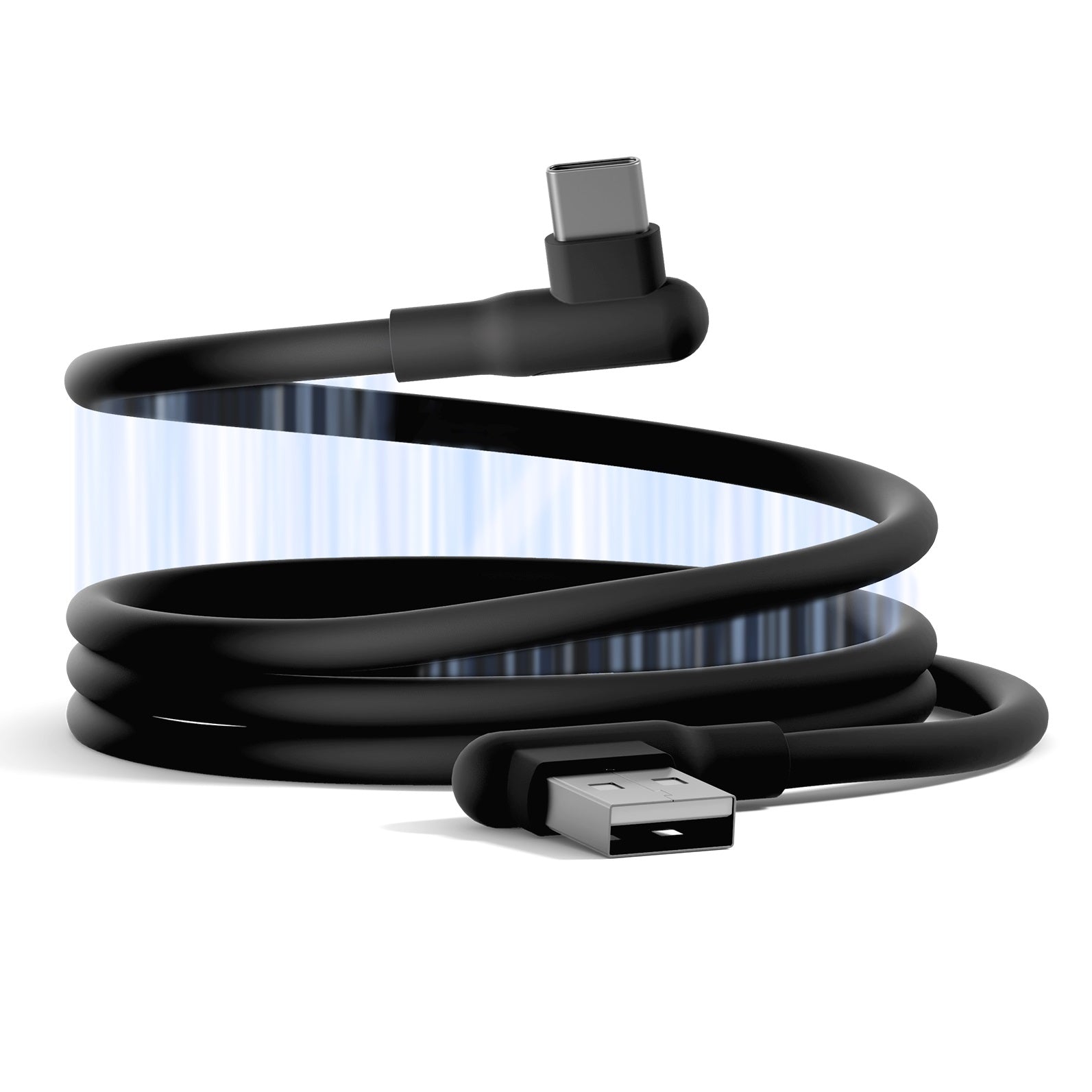 Cygnett DriveSync Right Angled Magnetic Silicone USB-C to USB-A Cable (0.7M) - (CY5665CCACB), 3A/60W, 480Mbps, Drive & Sync, 2 Years Warranty