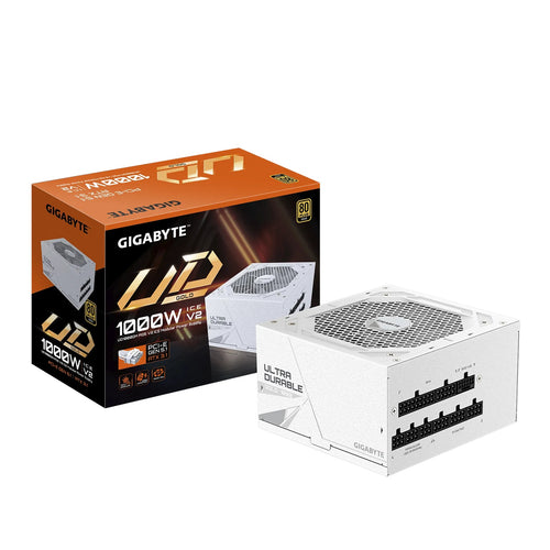 (LS) Gigabyte UD1000GM PG5 ICE 1000W ATX PSU Power Supply  80+ Gold >90% 120mm Fan Black Flat Cables Single +12V   >100K Hrs