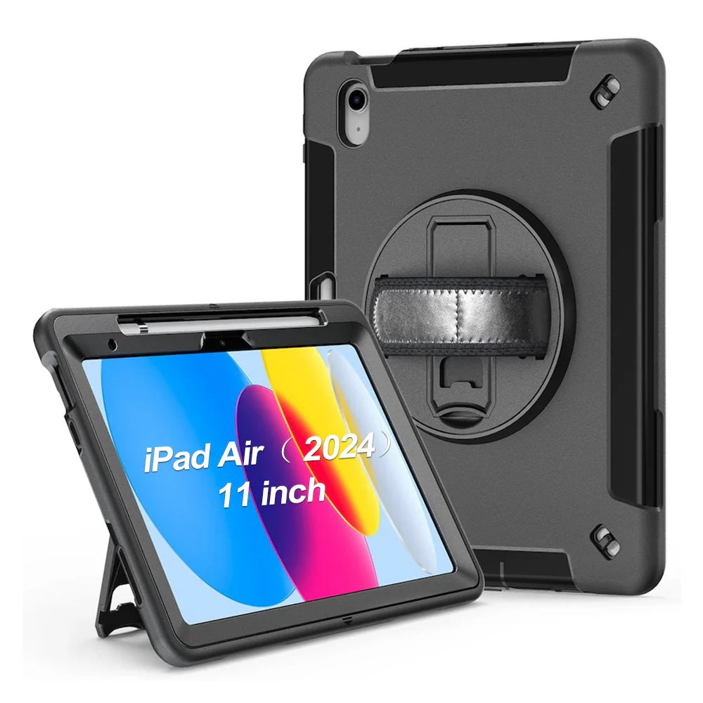 USP Rugged Apple iPad Air (11') (M4/M3/M2) (8th/7th/6th Gen)/ iPad Air (10.9') (5th/4th Gen)/ iPad Pro (11')(4th-1st Gen) Case Black -3 Years Warranty