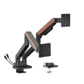 Brateck LDT81N-C024UC Fusion Heavy-Duty Gas Spring Dual Monitor Arm with USB-A/USB-C Ports For most 17'~35' Monitors, Fine Texture Black(New)