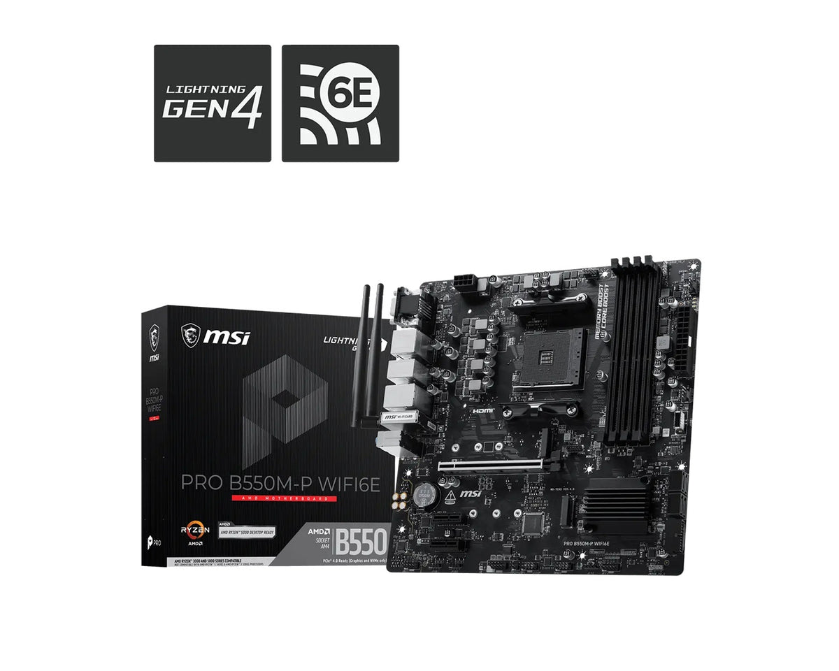 MSI PRO B550M-P WIFI6E, AMD B550, AM4, DDR4 128GB, PCIe 4.0, 2x M.2, Wi-Fi 6E, 1Gb LAN, USB Type-C