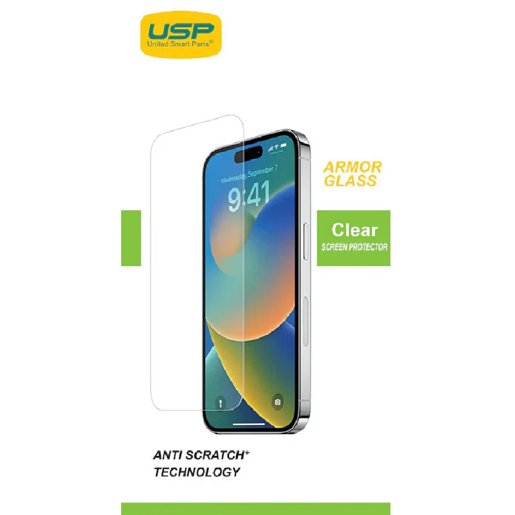 USP Apple iPhone 16 / iPhone 15 / iPhone 15 Pro (6.1') Armor Glass Full Cover Tempered Glass Screen Protector - 5X Anti Scratch, 3 Years Warranty