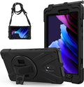 USP Rugged Samsung Galaxy Tab Active5 / Tab Active3 (8') Case Black - Built-in-Kickstand, Adjustable Hand Strap, Shoulder Strap, 3 Year Warranty