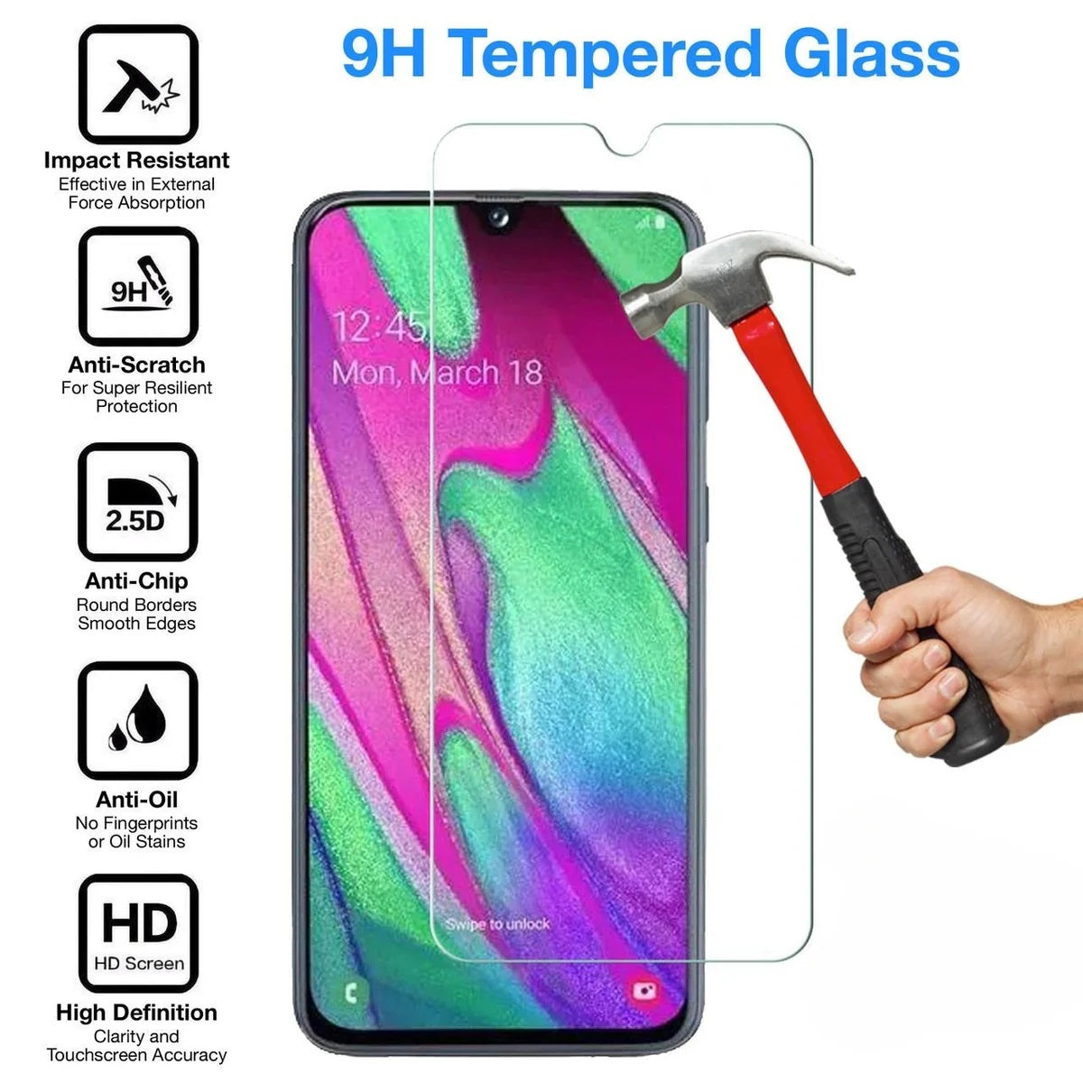 USP Samsung Galaxy A55 5G / Galaxy A35 5G (6.6') Tempered Glass Screen Protector Clear : Full Coverage, 9H Surface Hardness, 3 Years Warranty