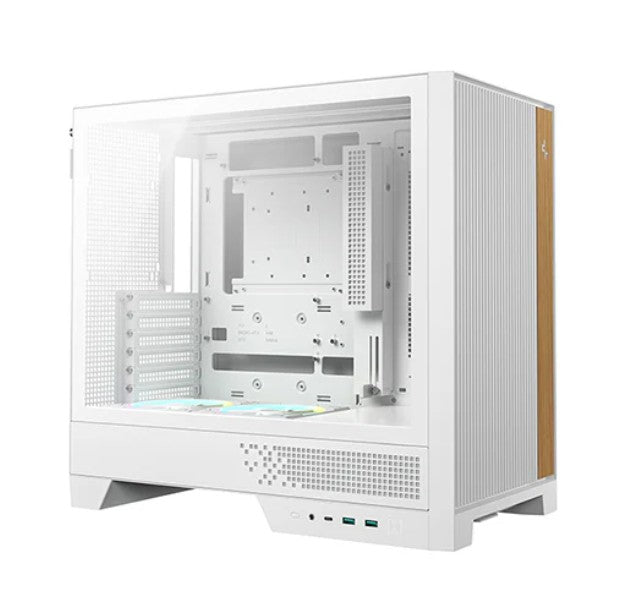 DeepCool CL600 WH High Airflow Compact ATX Case, Two Pre‑Installed Fans,Tempered Glass Side Panel, Clean Cable Management