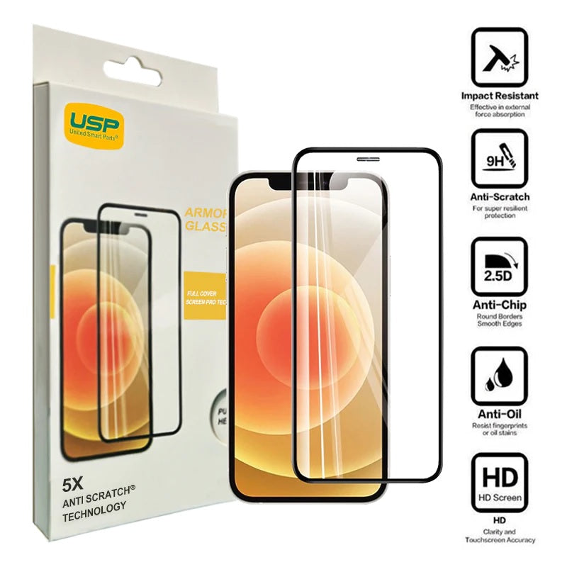 USP Apple iPhone 14 Pro (6.1') Armor Glass Full Cover Screen Protector - Impact-Resistant, Smooth Edges, 3 Years Warranty