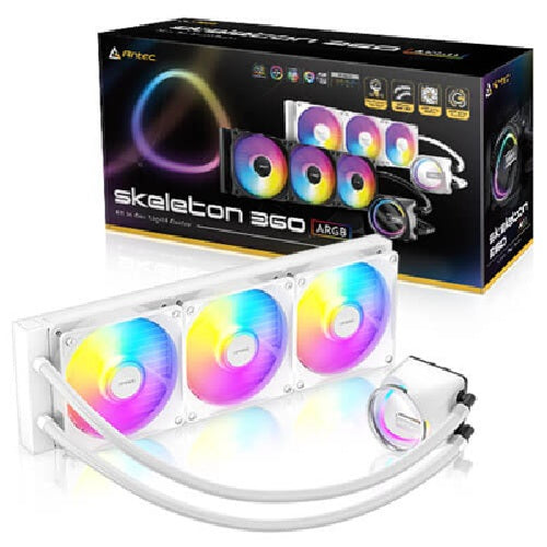 Antec Skeleton 360 ARGB-WHITE, All-in-One Liquid Cooler, 360mm, PWM ARGB fans, 2000RPM, 72.29CFM, ≤32dB, Intel/AMD support, aluminum radiator, 3Y wty