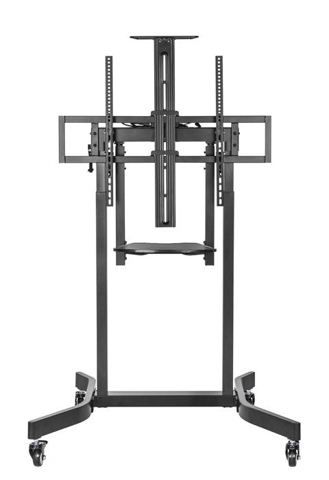 Brateck Deluxe Motorized Large TV Cart wwith Manual Tilt, Equipment Shelf and Camera Mount Fit 55'-100' Up to 120kg- Matte Black （LS）