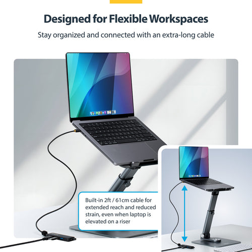 StarTech.com 4-Port USB-C Hub, 5Gbps, Bus Powered, USB-C to 4x USB-A Mini Hub, Extra Long 2ft/61cm Host Cable, PCR Plastic, Portable Desktop / Laptop USB Hub