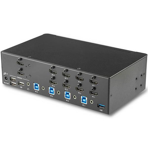 4 Port USB HDMI KVM Switch with Audio - 4K 30Hz Dual Monitor 2 YR