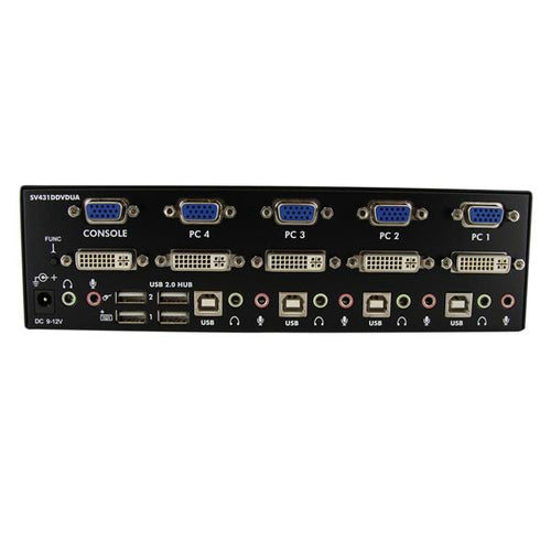 StarTech.com 4 Port DVI VGA Dual Monitor KVM Switch USB with Audio & USB 2.0 Hub - TAA