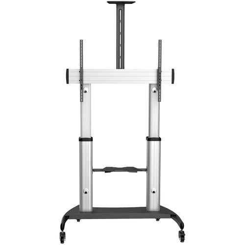 StarTech.com Mobile TV Stand - Heavy Duty TV Cart for 60-100" Display (100kg/220lb) - Height Adjustable Rolling Flat Screen Floor Standing on Wheels - Universal Television Mount w/Shelves