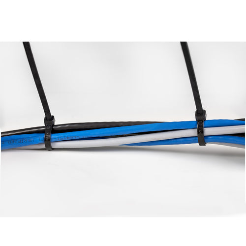 StarTech.com 8"(20cm) Cable Ties - 1/8"(4mm) wide, 2-1/8"(55mm) Bundle Diameter, 50lb(22kg) Tensile Strength, Nylon Self Locking Zip Ties with Curved Tip - 94V-2/UL Listed, 100 Pack - Black - TAA