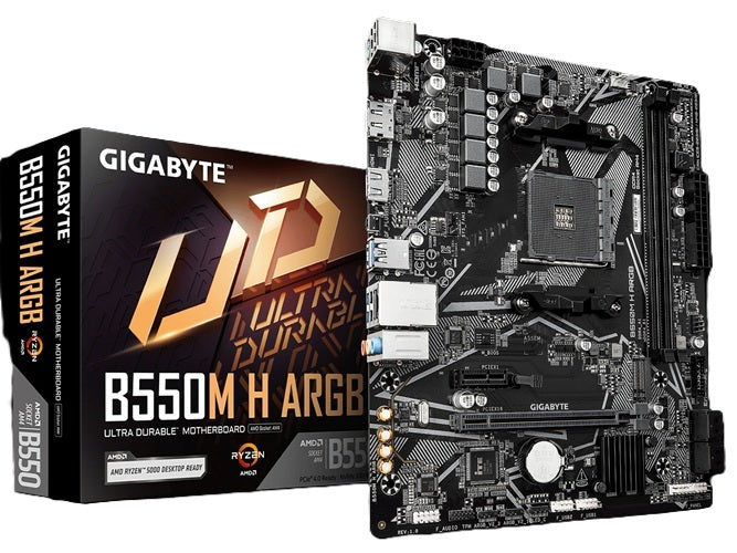 Gigabyte GA-B550M-H-ARGB, Micro ATX, AMD AM4, 2xDDR4, 1xM.2, 4xSATA3, RAID, 1xHDMI, 1xDP, 1xPCIe, LAN, 4xUSB3.2, 3 Year Warranty