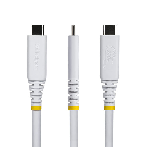 StarTech.com 1m (3ft) USB4 Cable, 40Gbps, USB-IF Certified USB-C Cable, 240W PD, 8K 60Hz/4K 240Hz DP2.1 DP40, TPE Jacket, Thunderbolt 4 Compatible - White USB-C Cord
