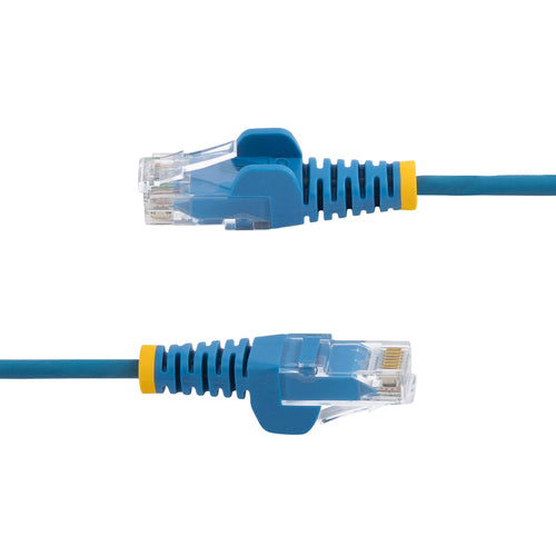 StarTech.com 25cm Blue Slim CAT6 Cable, 10 Pack, Snagless, 100W PoE, UTP, LSZH, 28AWG Pure Bare Copper Wire, Slim RJ45 Network Patch Cord w/Strain Reliefs, Individually Tested