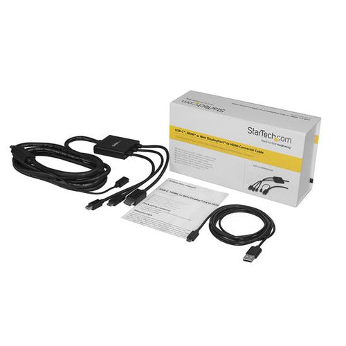 STARTECH 2M USB-C, mDP OR HDMI TO HDMI CONVERTER CABLE, SINGLE DISPLAY, 3YR