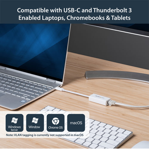 STARTECH USB-C 3.0 TO GbE ADAPTER, TB3 COMPATIBLE, WHITE, 2YR