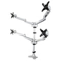 StarTech.com Desk Mount Quad Monitor Arm – Premium Articulating VESA 4 Monitor Mount 2x2 up to 30" (24.8lb/11.3kg) – Ergonomic Height Adjustable Pole Mount - Tilt/Swivel/Rotate - C-Clamp/Grommet - Silver - TAA