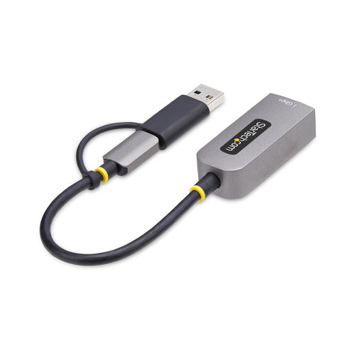 StarTech.com USB-C to Ethernet Adapter with USB-A Dongle, 10/100/1000Mbps, USB 3.0 to Gigabit Ethernet Network Adapter, 6in/15cm Attached Cable, USB GbE Adapter