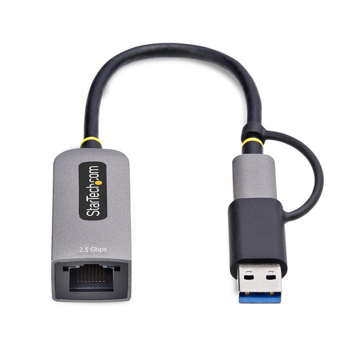 StarTech.com 2.5GbE USB-C to Ethernet Adapter with USB-A Converter, NBASE-T NIC, USB 3.0 Type-C 2.5/1G Multi Speed Network, Thunderbolt Compatible, Windows & Mac
