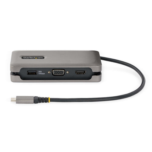StarTech.com USB-C Multiport Adapter - HDMI/VGA - 4K 60Hz - 3-Port USB Hub - 100W Power Delivery Pass-Through - GbE - Travel Mini Docking Station w/ Charging - 1ft/30cm Wrap-Around Cable