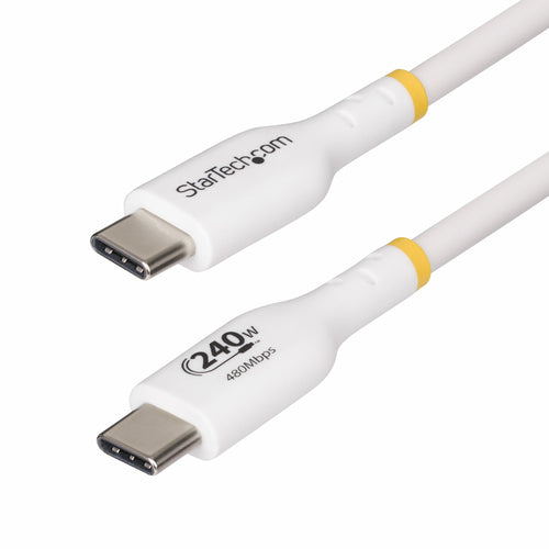 StarTech.com 6.6ft (2m) USB-C Charging Cable, Charge & Sync, 240W (5A) PD EPR, USB 2.0 Laptop Charger Cable, USB-IF Certified, TPE Jacket - White USB C Charging Cord