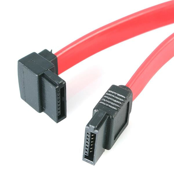 STARTECH 30CM SATA TO LEFT ANGLED SATA CABLE, 7 PIN, FOR TIGHT SPACE, 6Gbps, RED, LTW
