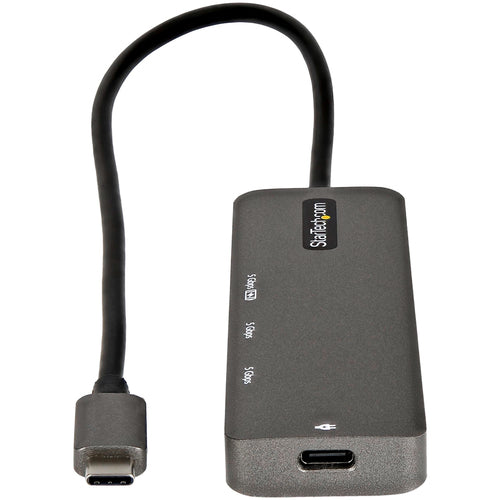 StarTech.com USB C Multiport Adapter - USB-C to HDMI 2.0b 4K 60Hz (HDR10), 100W Power Delivery Pass-Through, 4-Port USB 3.0 Hub - USB Type-C Mini Dock - 12" (30cm) Long Attached Cable