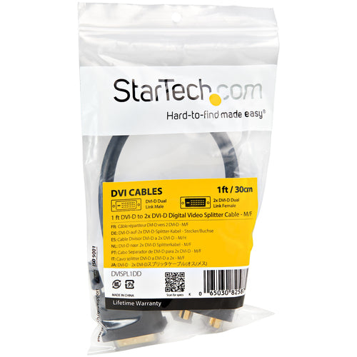 StarTech.com 1 ft DVI-D to 2x DVI-D Digital Video Splitter Cable - M/F