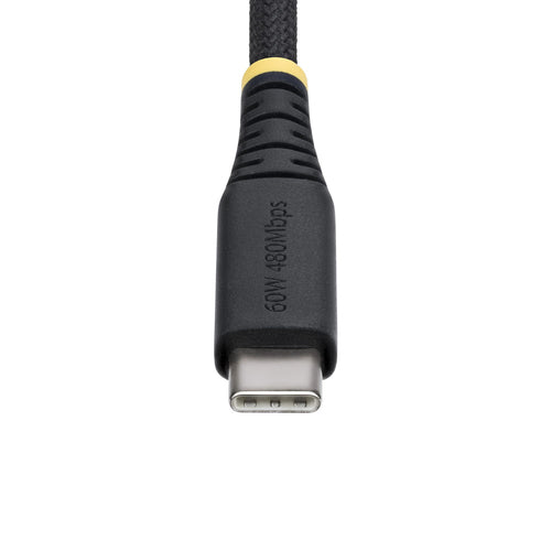 StarTech.com 2m (6ft) USB-C Charging Cable, 60W (3A) PD, Dual-Layer Braided Nylon/TPE Jacket, Rugged USB C Charging Cord, USB 2.0 Laptop Charger Cable