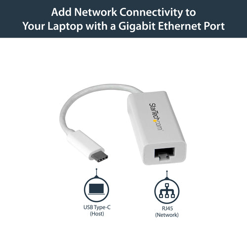 STARTECH USB-C 3.0 TO GbE ADAPTER, TB3 COMPATIBLE, WHITE, 2YR