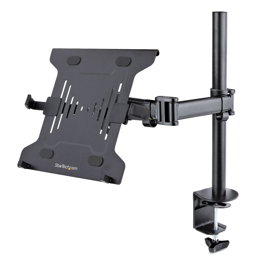 StarTech.com Laptop Desk Mount - Monitor and Laptop Mount - Displays up to 34" (17.6lb/8kg) & Laptops (4.5kg/9.9lb) - Articulating VESA Laptop Tray Arm - Clamp / Grommet Mount