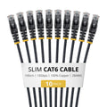 StarTech.com 1m Black Slim CAT6 Cable, 10 Pack, Snagless, 100W PoE, UTP, LSZH, 28AWG Pure Bare Copper Wire, Slim RJ45 Network Patch Cord w/Strain Reliefs, Individually Tested