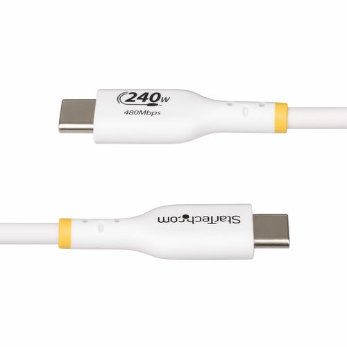 StarTech.com 10ft (3m) USB-C Charging Cable, Charge & Sync, 240W (5A) PD EPR, USB 2.0 Laptop Charger Cable, USB-IF Certified, TPE Jacket - White USB C Charging Cord