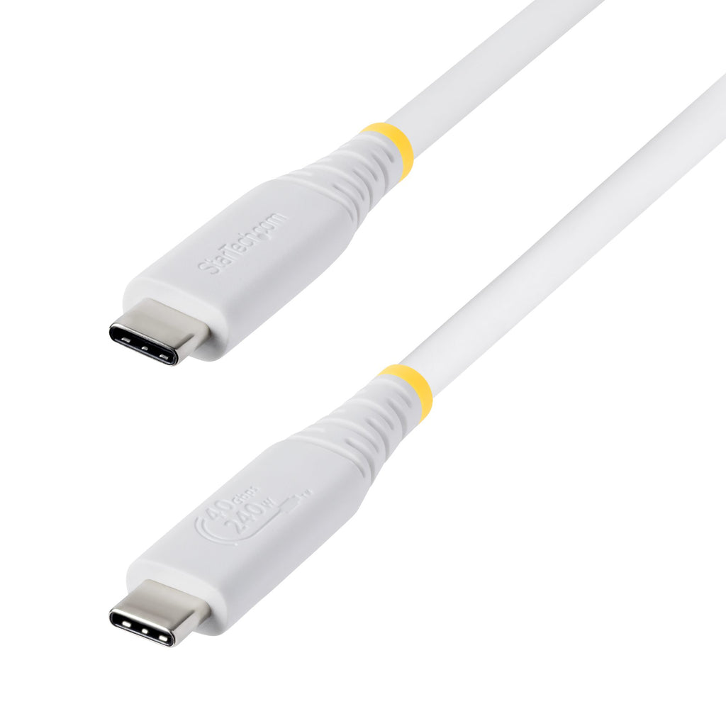 StarTech.com 1m (3ft) USB4 Cable, 40Gbps, USB-IF Certified USB-C Cable, 240W PD, 8K 60Hz/4K 240Hz DP2.1 DP40, TPE Jacket, Thunderbolt 4 Compatible - White USB-C Cord