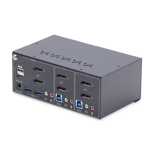 STARTECH.COM 2-PORT DUAL-MONITOR DP KVM SWITCH, 4K 60Hz, 2x USB 5Gbps, 2x USB 2.0 2YR