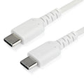 StarTech.com 3ft (1m) USB-C Fast Charging Cable, Rugged, Charge & Sync, 60W (3A) PD, USB 2.0, White TPE Jacket and Aramid Fiber - USB C Charging Cord