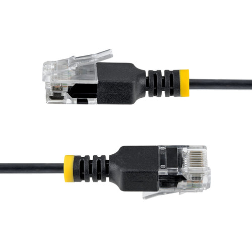 StarTech.com 1m Black Ultra Slim Cat6A Ethernet Cable, UTP, Pure Bare Copper Wire, 34AWG Slim RJ45 Network Patch Cord, Individually Tested