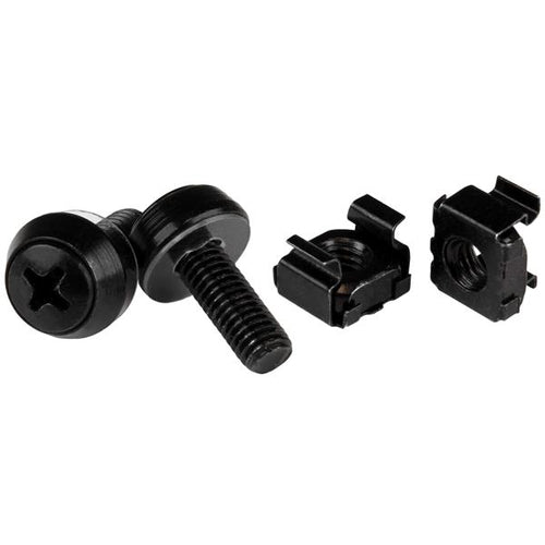 StarTech.com 100-Pack M6 12mm Screws, Square Hole Cage Nuts and Installation Tool, Hardware Mounting Kit for 19" or 10" Server Racks, Cabinets and Enclosures, Black - TAA