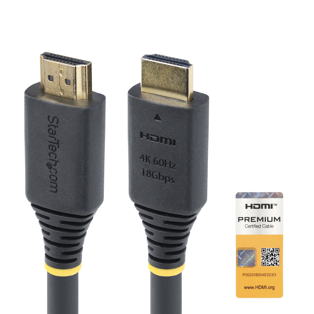StarTech.com 15m (49.2ft) Active High Speed HDMI Cable, 4K 60Hz/1440p 144Hz, HDR10/HDCP 2.2/ARC, 18Gbps, UHD HDMI 2.0 Cord for TV/Monitor/Display, TPE Jacket