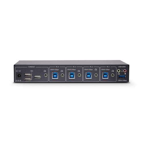 StarTech.com 4-Port KM Switch with Mouse Switching, USB Switch for Keyboard/Mouse, 3.5mm/USB Audio, Peripheral Sharing for 4 Computers, TAA Compliant