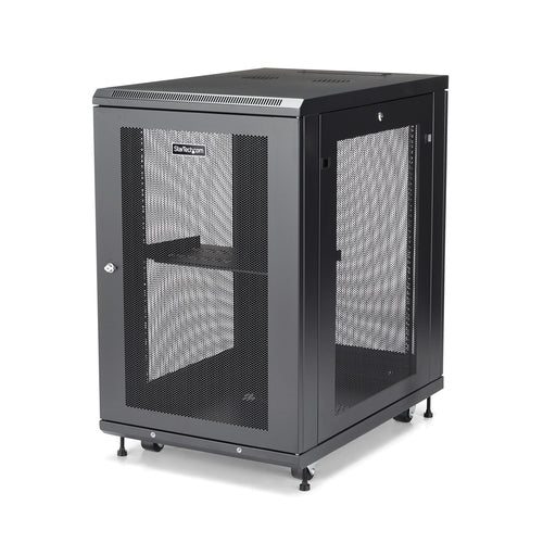 StarTech.com 18U Enterprise-Grade Server Rack Cabinet Kit, 19in Enclosed 4-Post Rack with Shelf and Cable Management, 29in (75cm) Mounting Depth, 992lb (450kg) Capacity