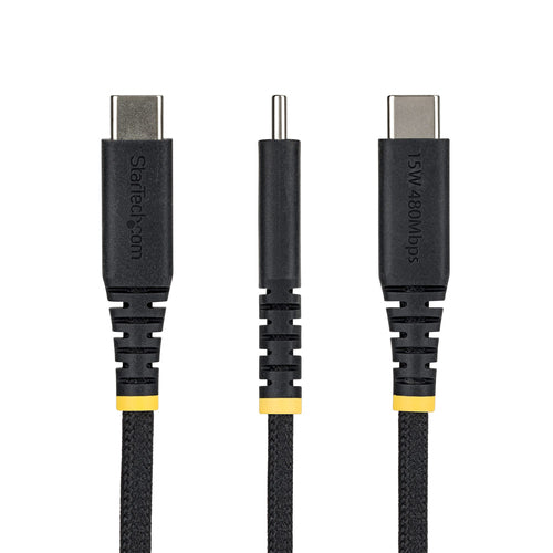 StarTech.com 30cm (1ft) USB-A to USB-C Fast Charging Cable, 15W 3A, Dual-Layer Braided Nylon/TPE Jacket, Durable USB-A to Type C Charger Cord, USB A to USB C Cable
