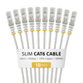 StarTech.com 50cm Gray Slim CAT6 Cable, 10 Pack, Snagless, 100W PoE, UTP, LSZH, 28AWG Pure Bare Copper Wire, Slim RJ45 Network Patch Cord w/Strain Reliefs, Individually Tested