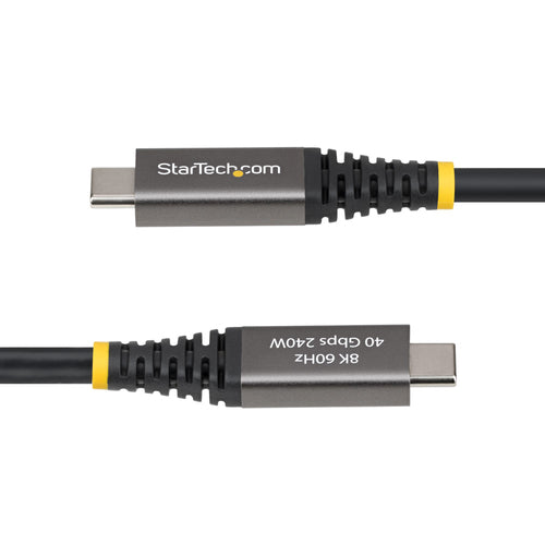 StarTech.com 2m (6ft) Active USB4 Cable, 40Gbps, 240W PD, 8K 60Hz/4K 240Hz DP2.1 DP40, TPE Jacket, Thunderbolt 4 Compatible USB-C Cable - Black USB-C Cord