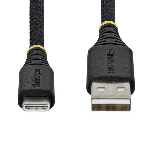 StarTech.com 1m (3.3ft) USB-A to USB-C Fast Charging Cable, 15W 3A, Dual-Layer Braided Nylon/TPE Jacket, Durable USB-A to Type C Charger Cord, USB A to USB C Cable