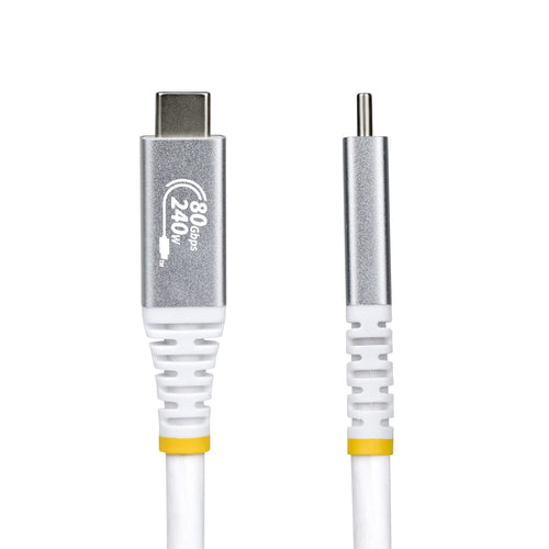 StarTech.com 1m (3ft) USB4 Cable, 80Gbps, USB-IF Certified USB-C Cable, 240W PD, 8K 120Hz/4K 240Hz DP2.1 DP80, TPE Jacket, Thunderbolt 4 Compatible - White USB-C Cord
