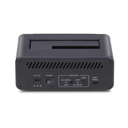 StarTech.com M.2 NVMe to 2.5/3.5" SATA Drive Duplicator, Dual Bay Standalone SSD Cloner/Drive Dock, Bidirectional NVMe to SATA / SATA to NVMe, Up to 27GBpm, TAA
