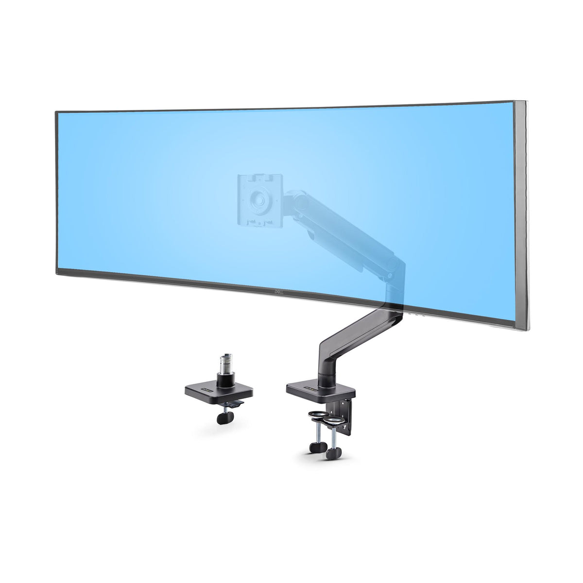 StarTech.com Monitor Desk Mount for up to 49in 32:9 Ultrawide Curved Screens, Mechanical Spring Arm, C-Clamp/Grommet, Tool-Less Adjustment, Max 44lb/20kg